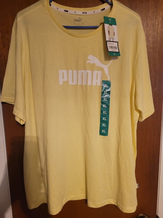 Puma Tops - Puma Women's Light Yellow Crewneck Tee with White Logo